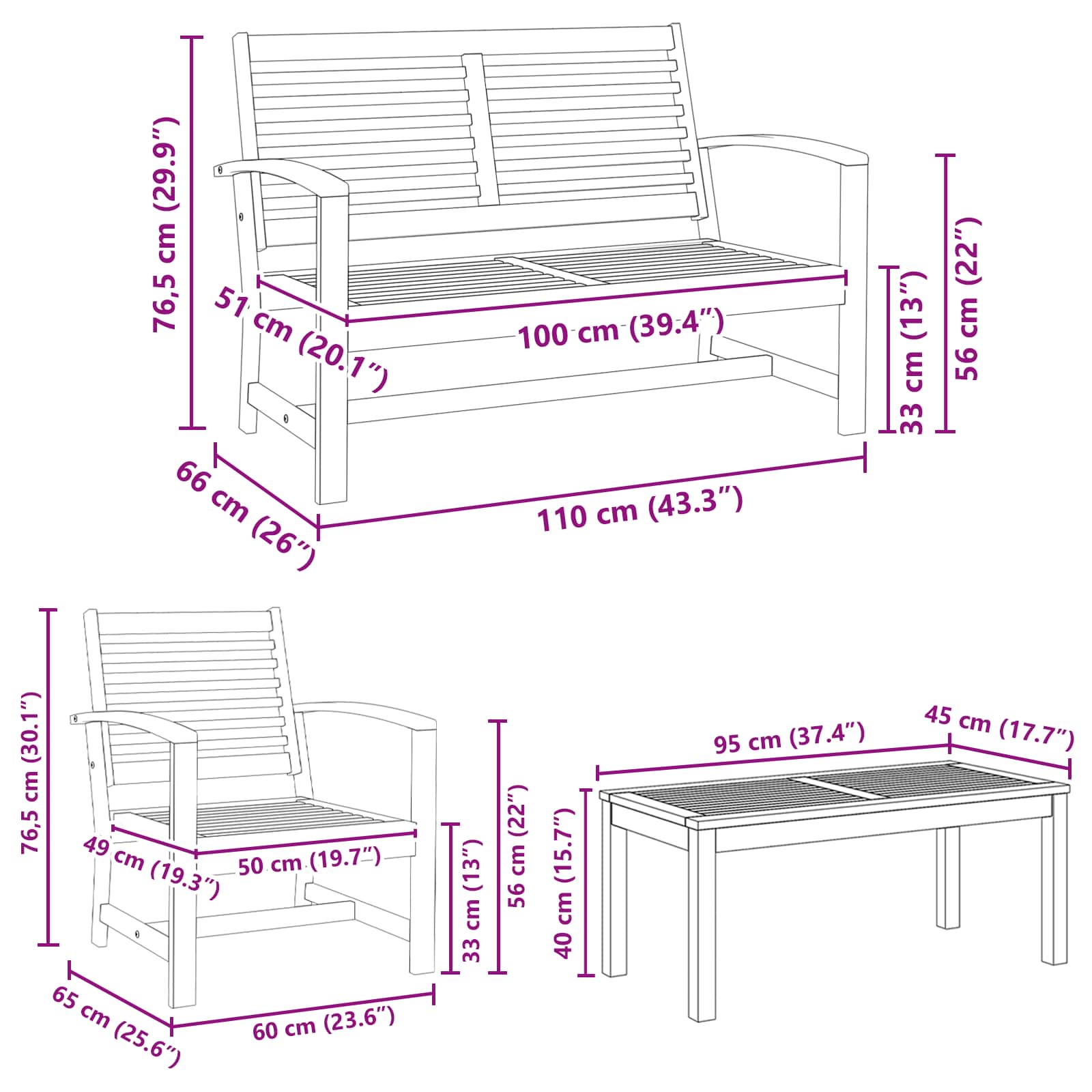 Sjedeća garnitura za vrt 5 pcs Prirodna Čvrsto teak drvo
