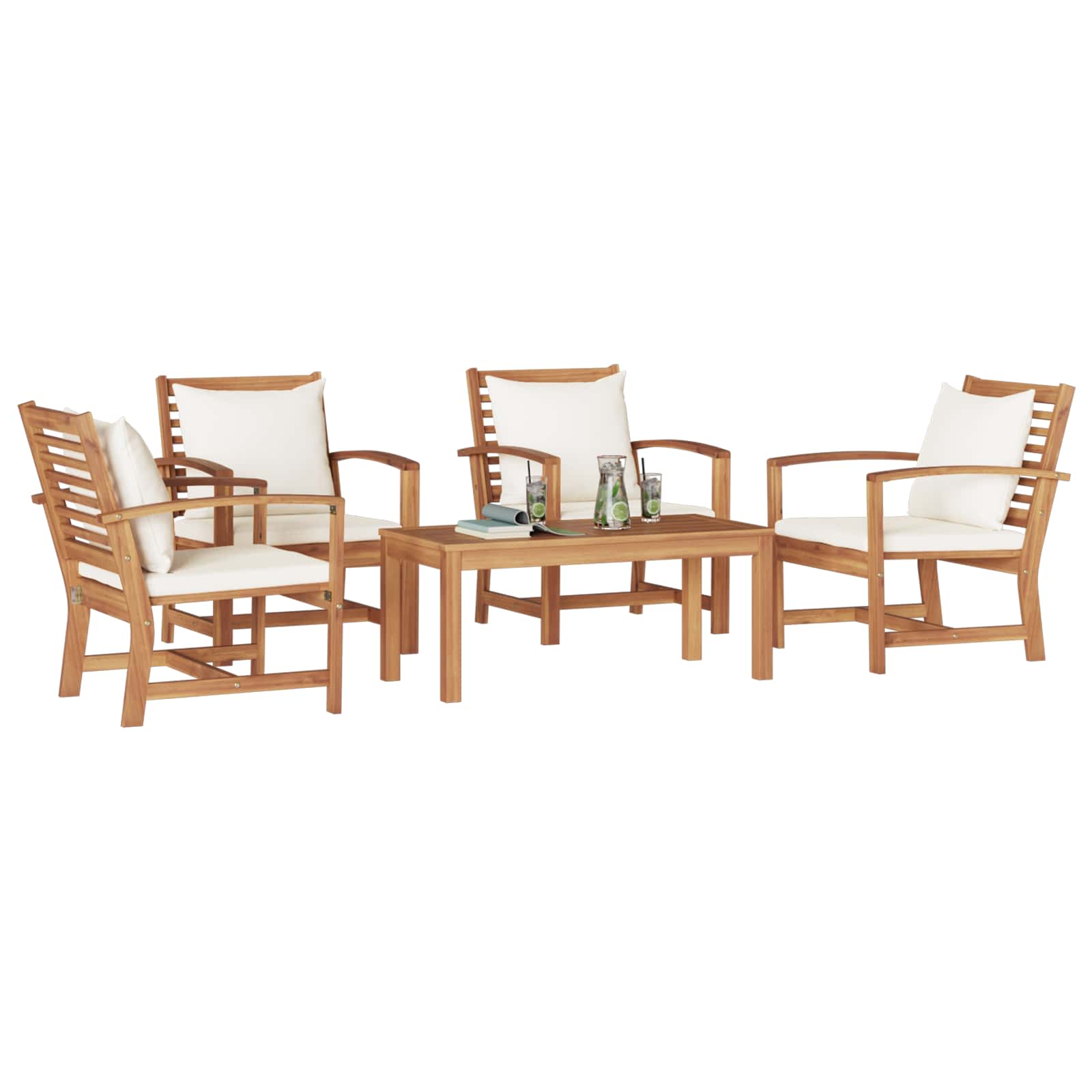 Sjedeća garnitura za vrt 5 pcs Prirodna Čvrsto teak drvo