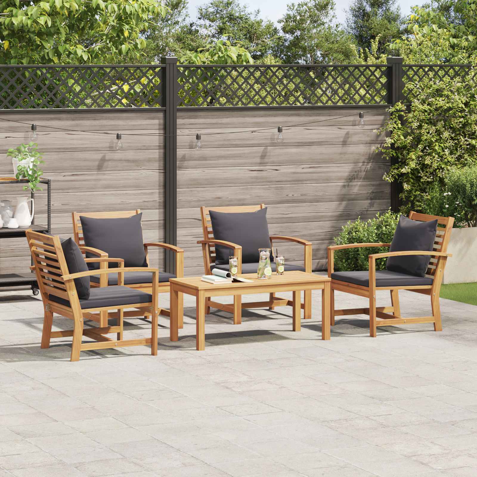 Sjedeća garnitura za vrt 5 pcs Prirodna Čvrsto teak drvo