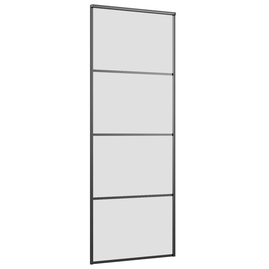 Klizna vrata s priborom crna 76 x 205 cm od ESG stakla