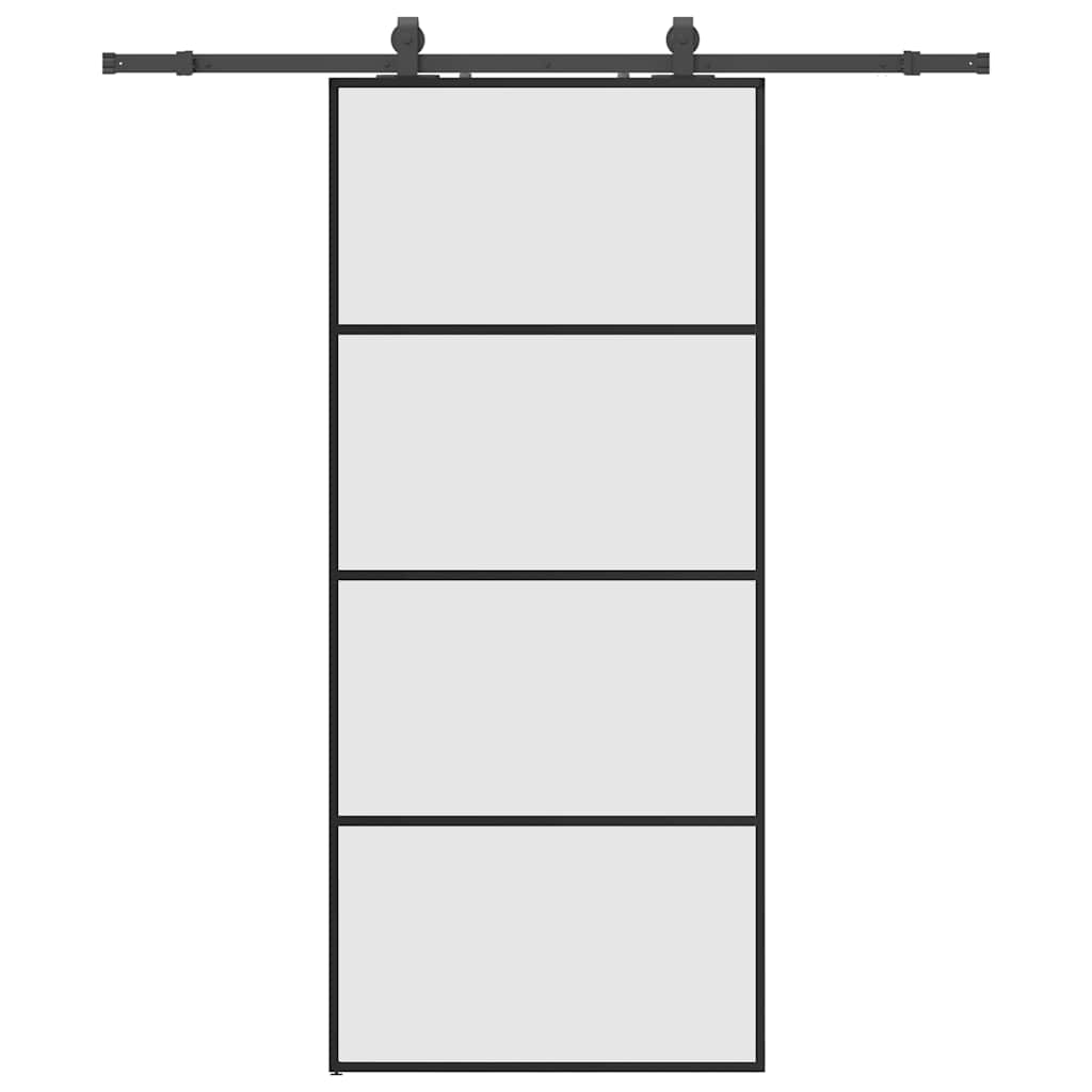 Klizna vrata s priborom crna 90 x 205 cm od ESG stakla