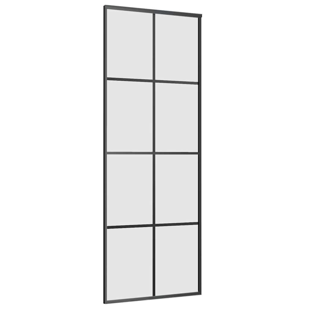 Klizna vrata s priborom crna 76 x 205 cm od ESG stakla