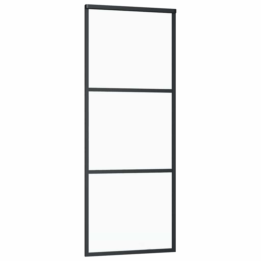 Klizna vrata s priborom crna 76 x 205 cm od ESG stakla