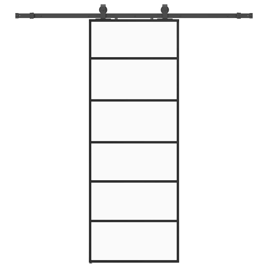 Klizna vrata s priborom crna 76 x 205 cm od ESG stakla