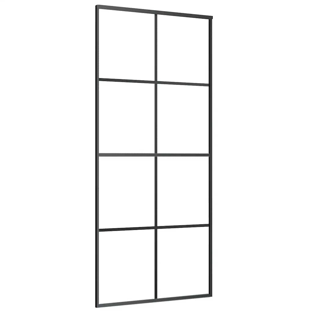 Klizna vrata s priborom crna 90 x 205 cm od ESG stakla
