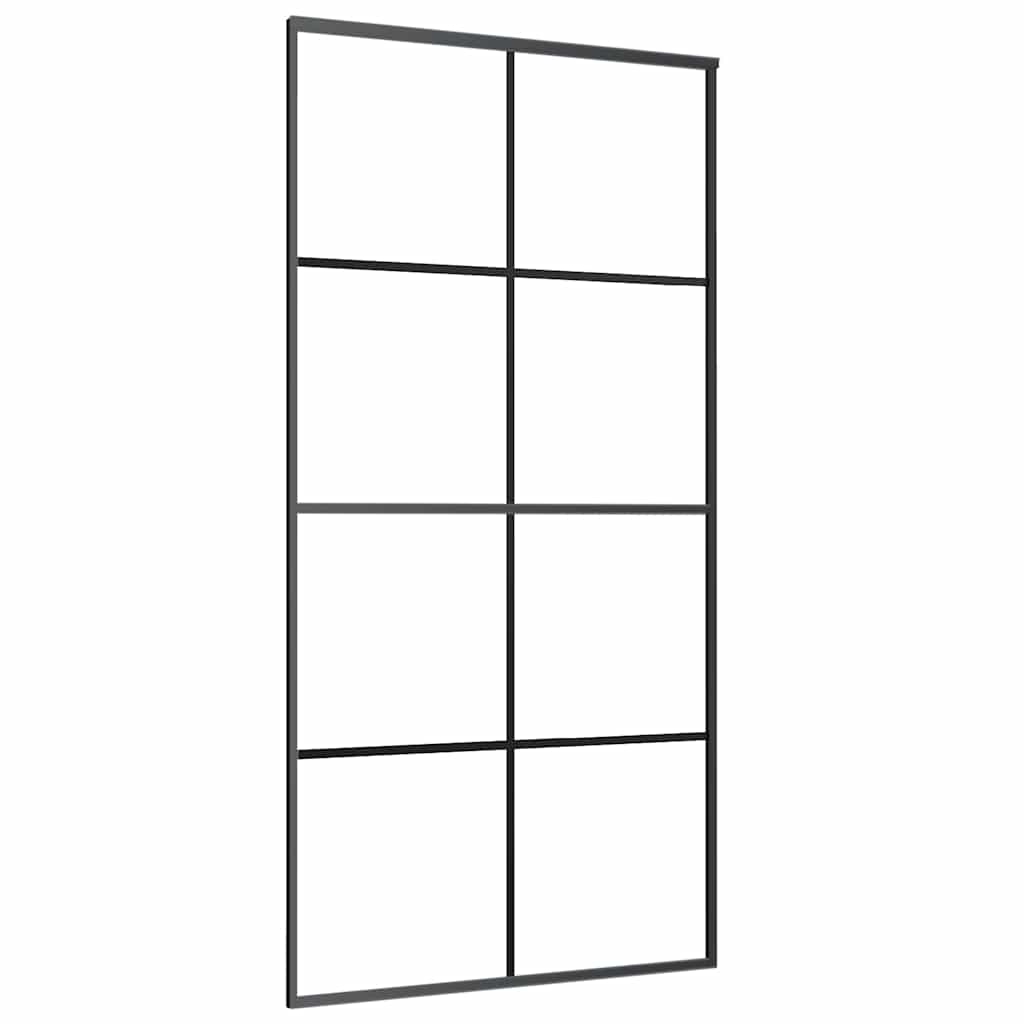Klizna vrata s okovima crna 102,5x205 cm ESG staklo