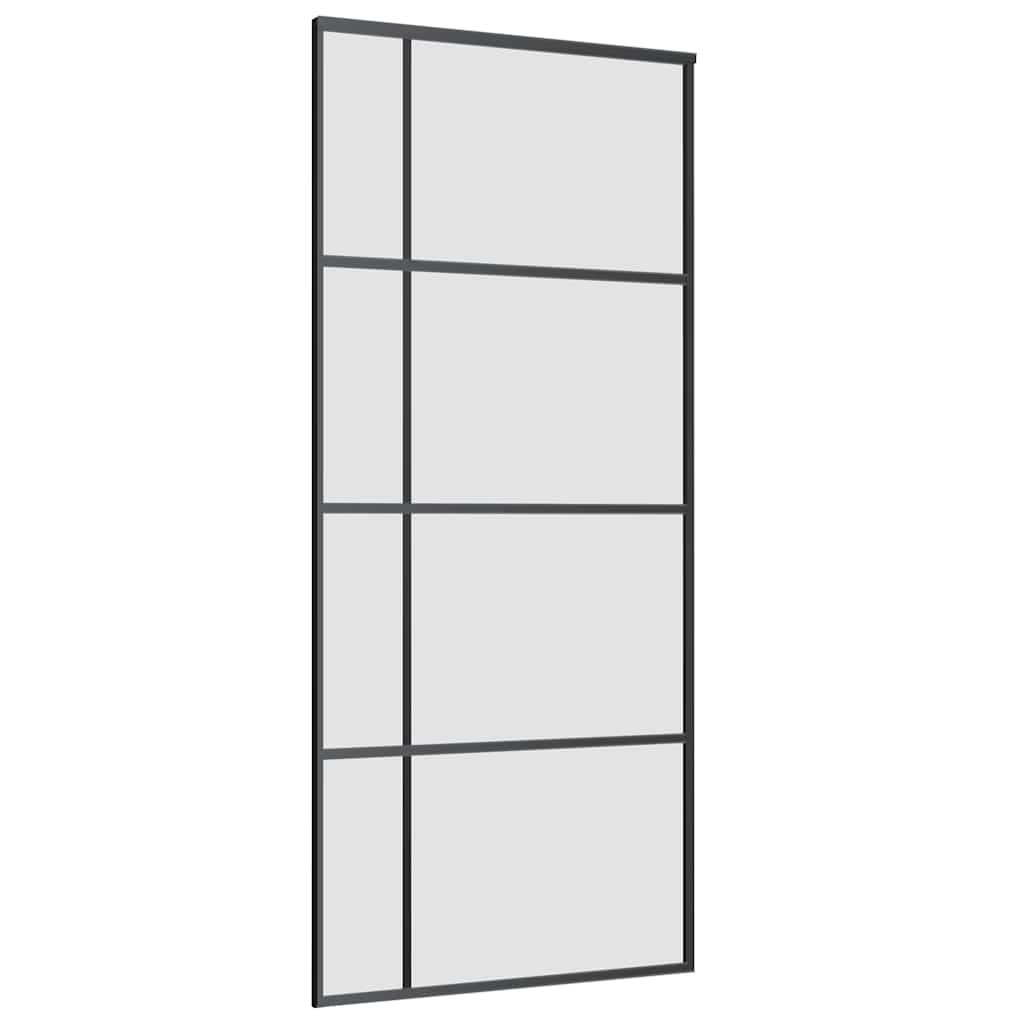Klizna vrata s priborom crna 90 x 205 cm od ESG stakla