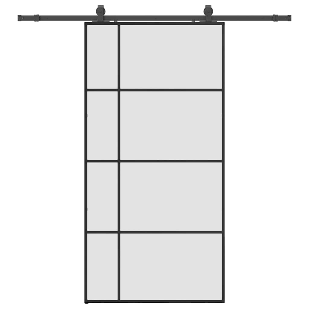 Klizna vrata s okovima crna 102,5x205 cm ESG staklo