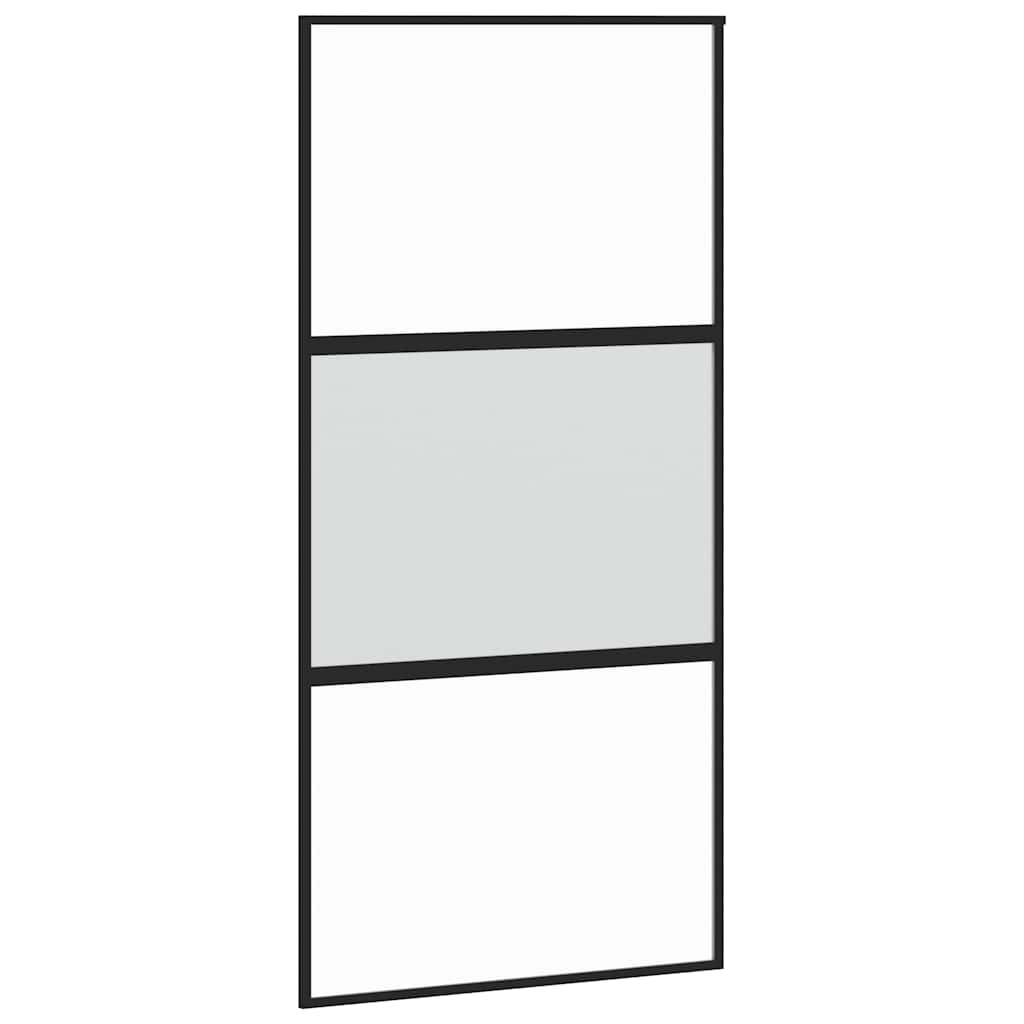 Klizna vrata s priborom crna 102,5 x 205 cm kaljeno staklo