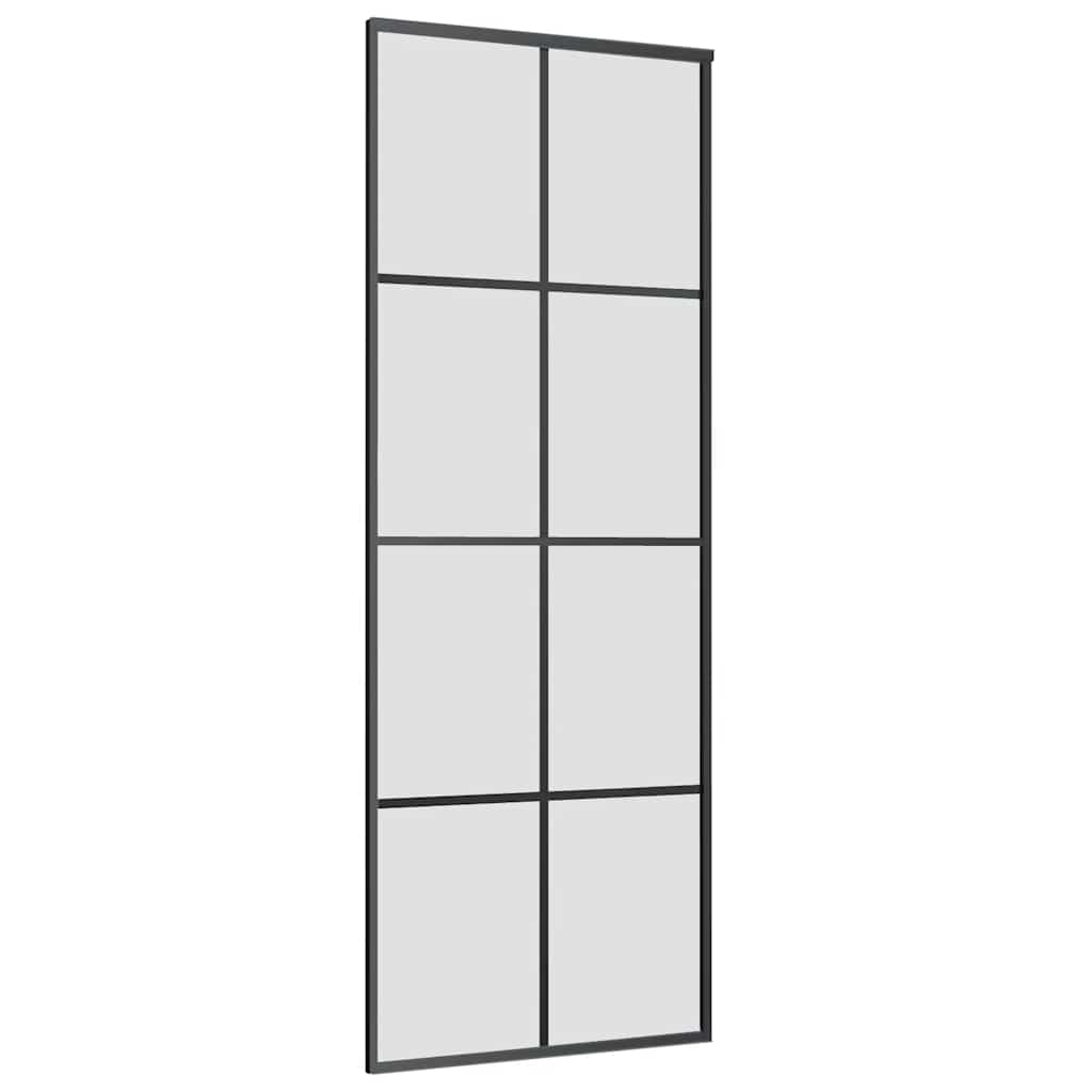 Klizna vrata s priborom crna 76 x 205 cm od ESG stakla