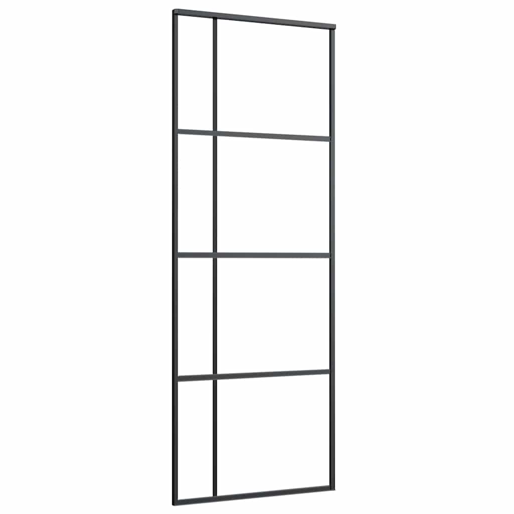Klizna vrata s priborom crna 76 x 205 cm od ESG stakla