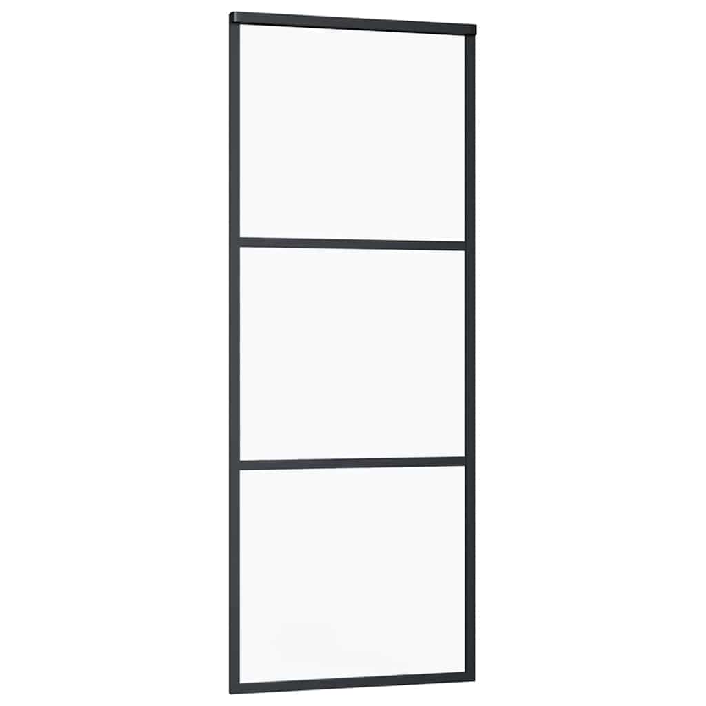 Klizna vrata s priborom crna 76 x 205 cm od ESG stakla