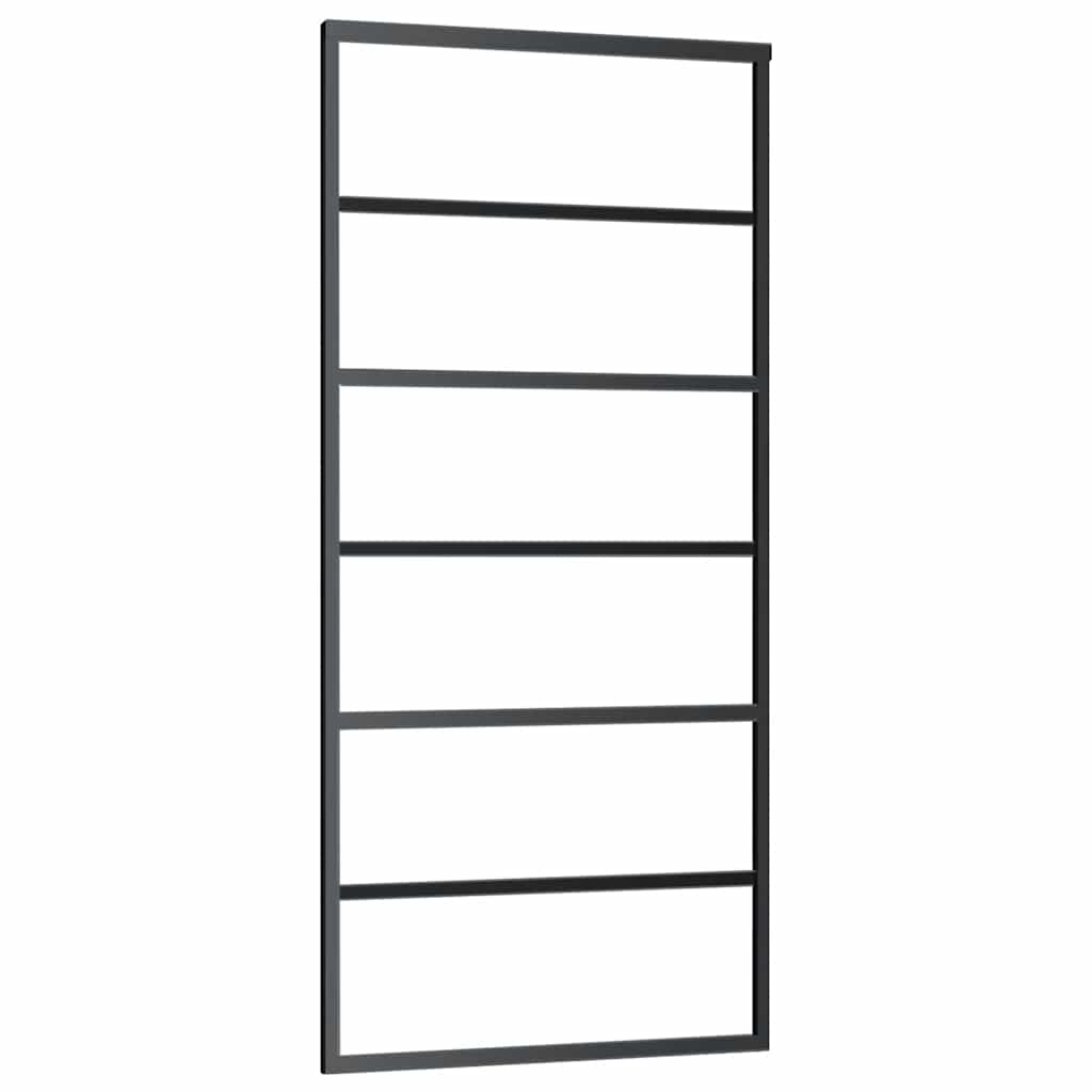 Klizna vrata s priborom crna 90 x 205 cm od ESG stakla