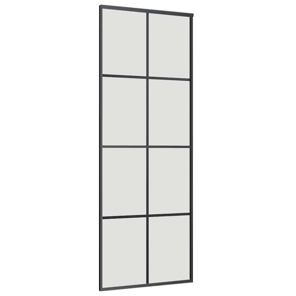 Klizna vrata s priborom crna 76 x 205 cm od ESG stakla