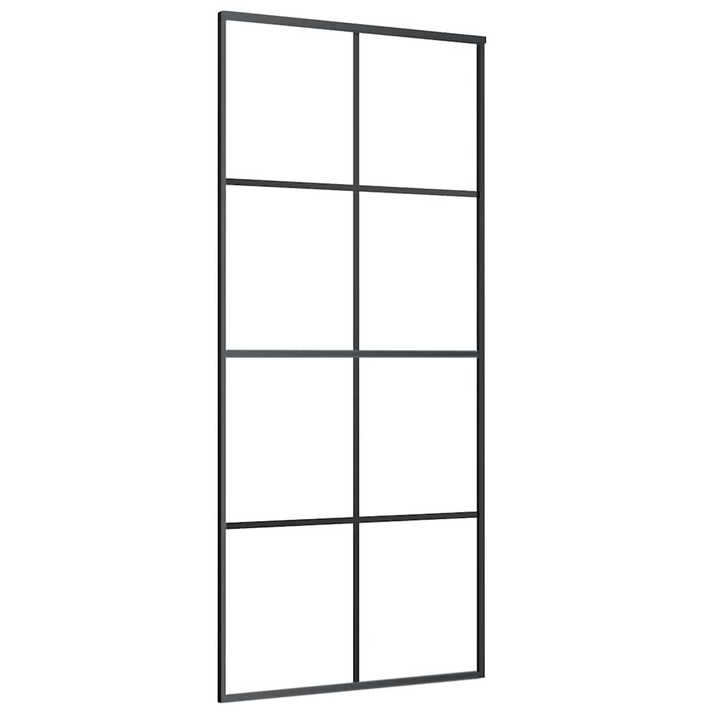 Klizna vrata s priborom crna 90 x 205 cm od ESG stakla