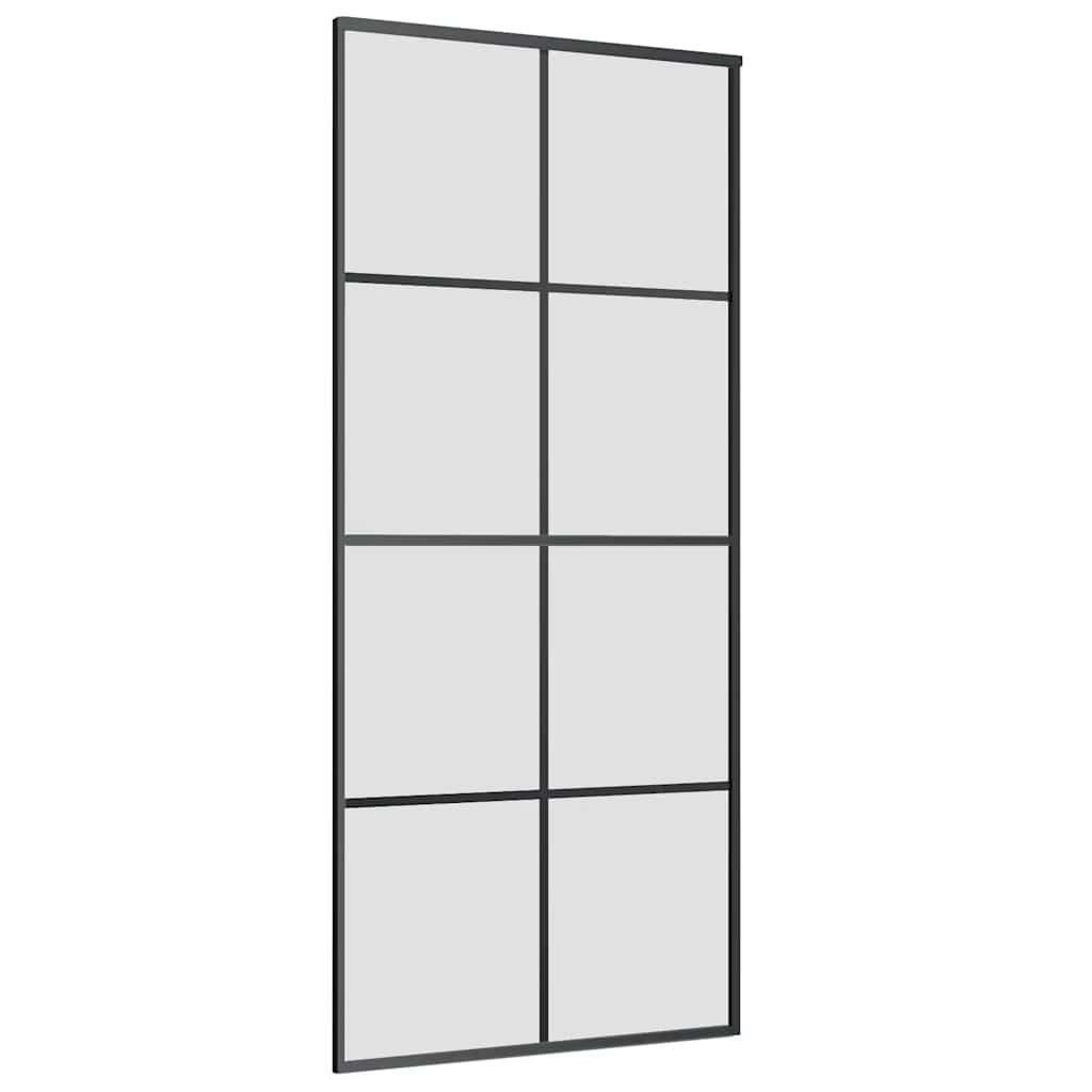 Klizna vrata s priborom crna 90 x 205 cm od ESG stakla