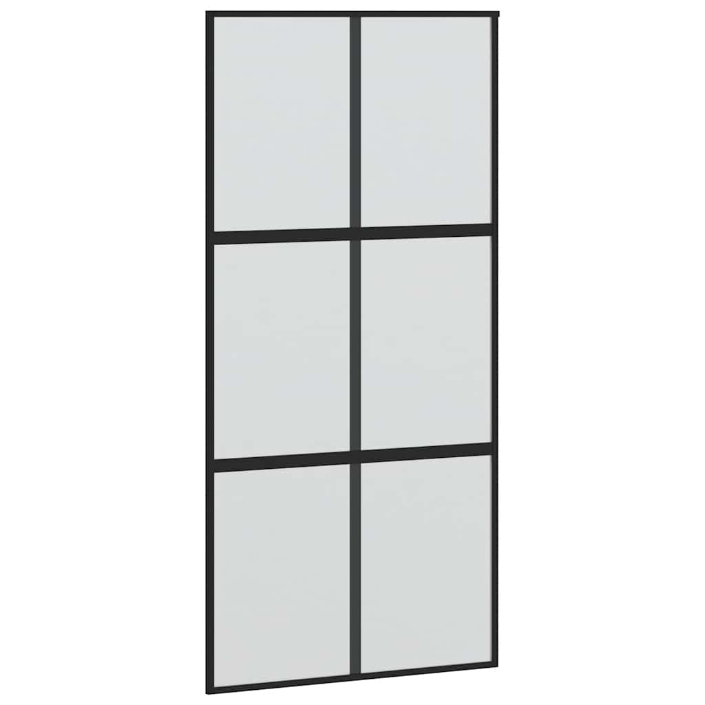 Klizna vrata s priborom crna 102,5 x 205 cm kaljeno staklo
