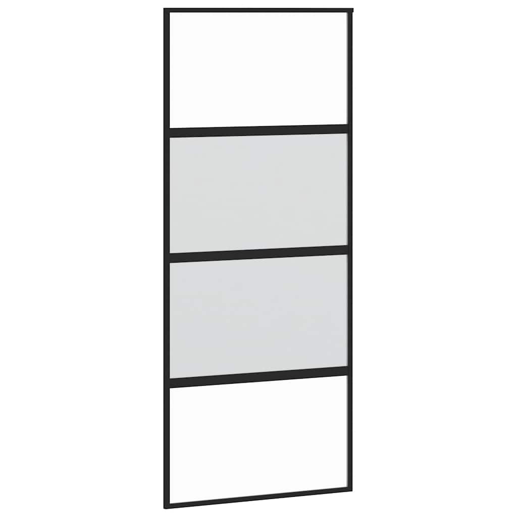 Klizna vrata s priborom crna 90 x 205 cm kaljeno staklo