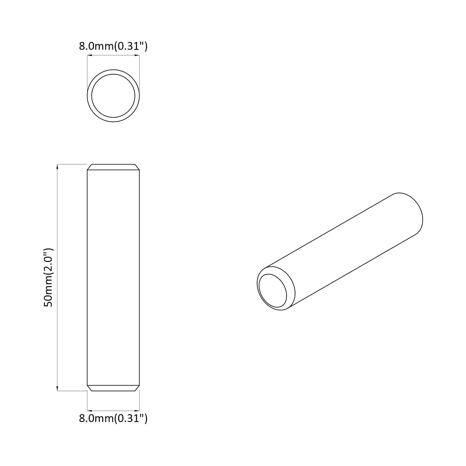 Drveni klinovi 2 pcs Smeđa Ø 8 x 50 mm Masivno drvo