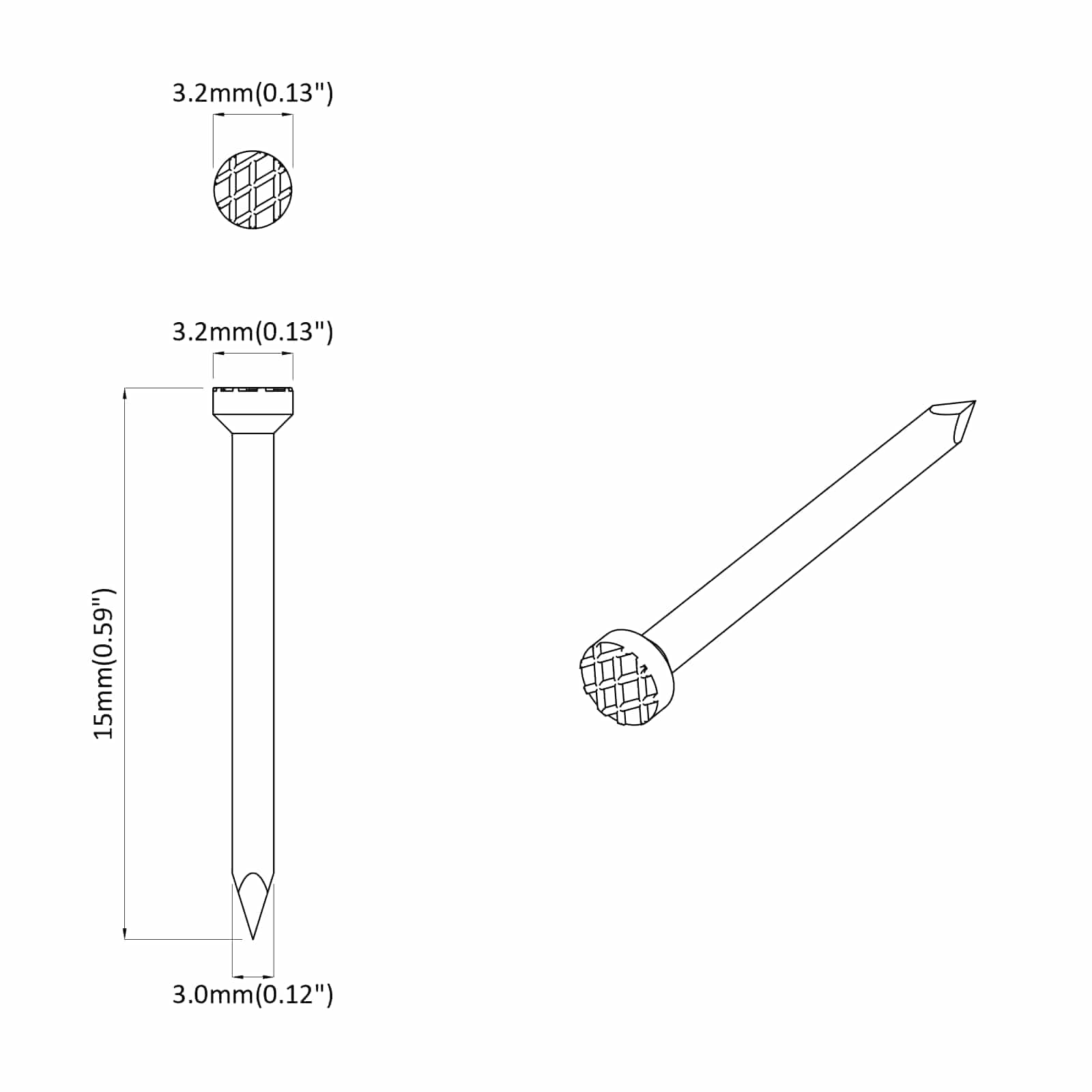 Čavli za Drvo 12 pcs Srebrno Ø 3 x 15 mm Metal