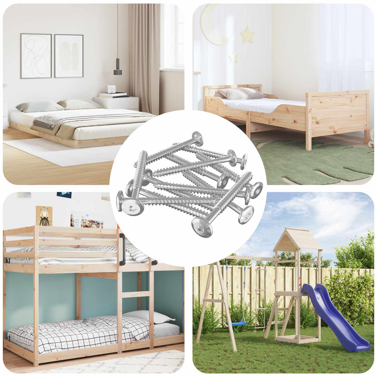 Drvene vijake 2 pcs Srebrno M6 Čelik