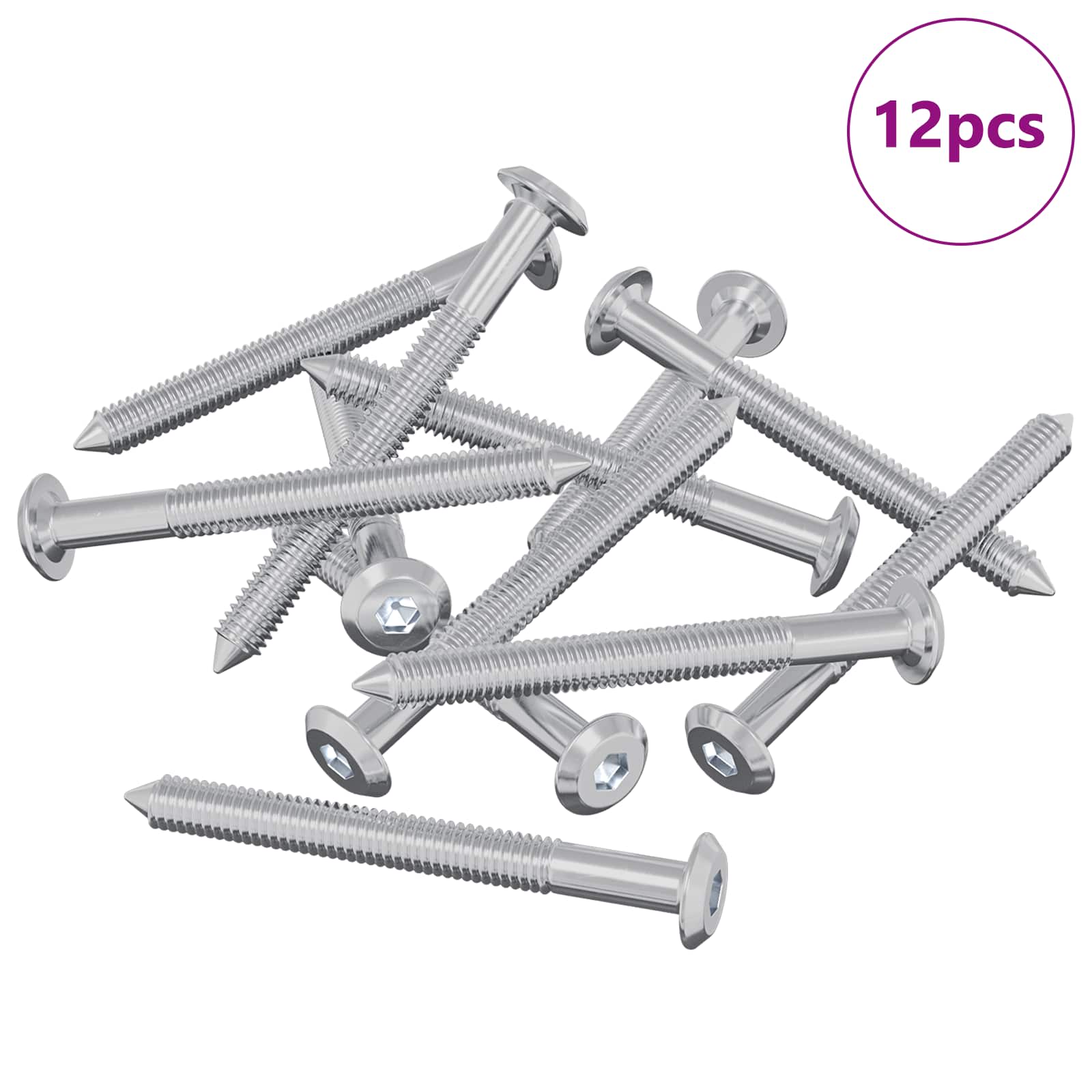 Namještajni vijci 12 pcs Srebrno M6 x 60 mm Čelik
