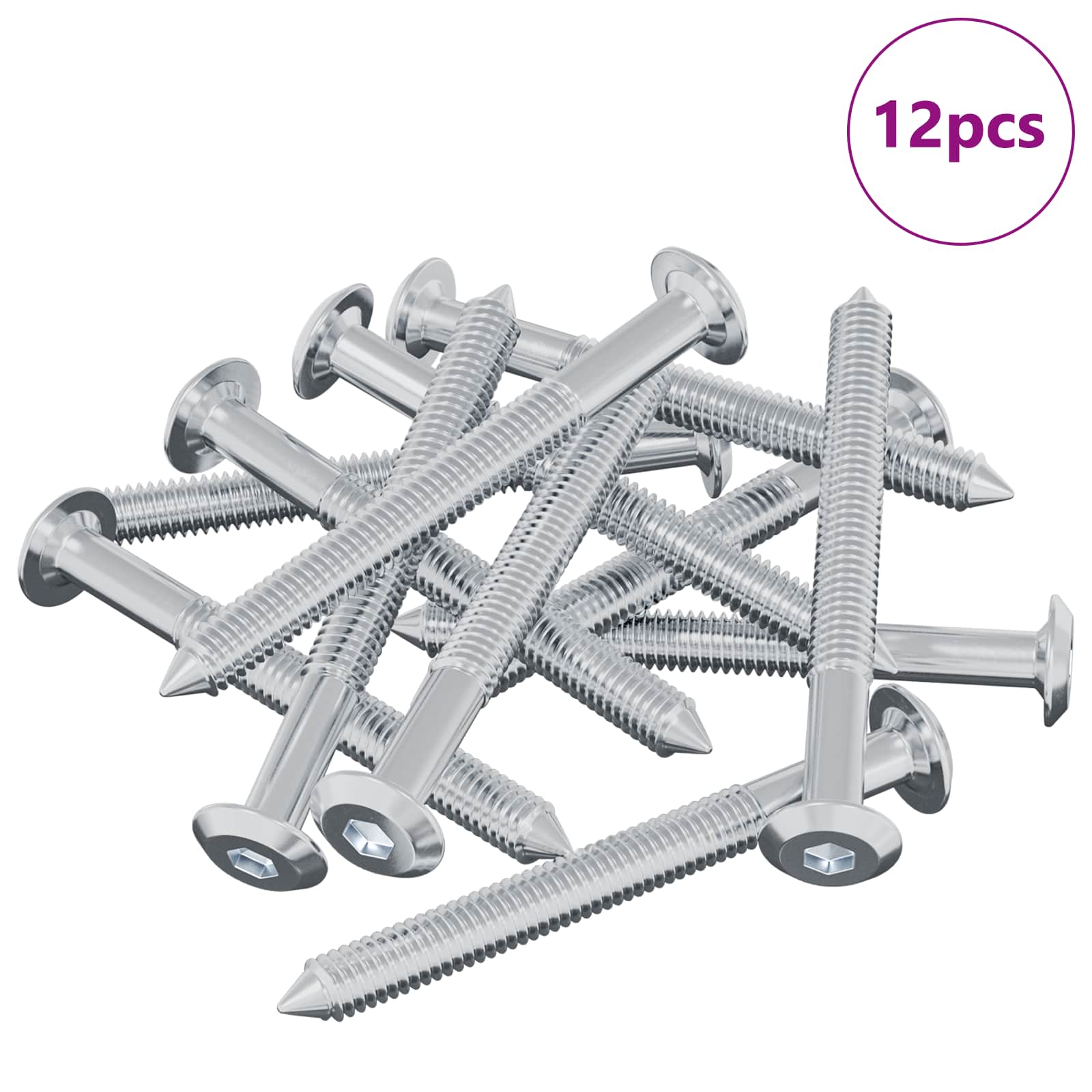 Vijak 12 pcs Srebrno M6 x 60 mm Čelik