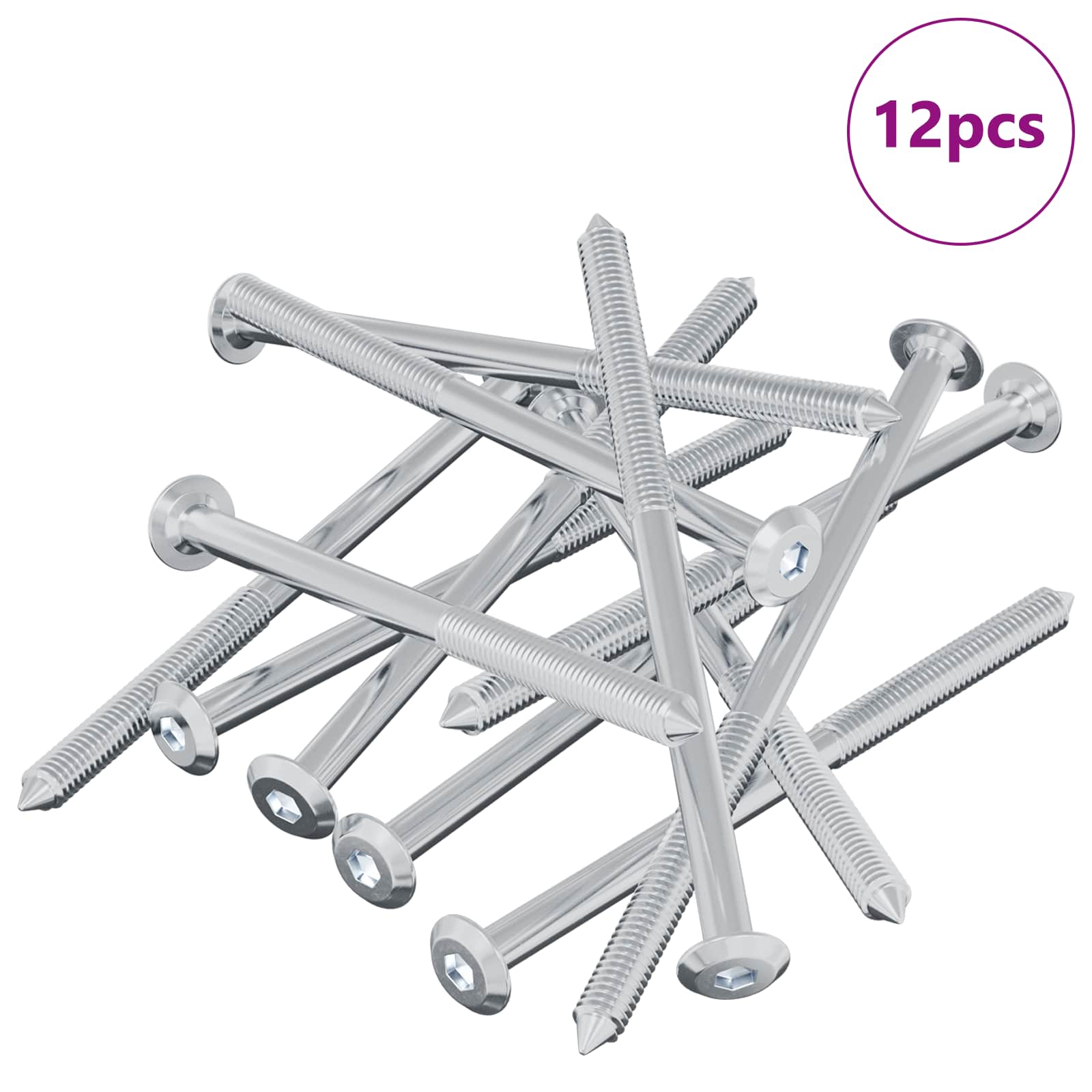Vijak 12 pcs Srebrno M6 x 100 mm Čelik