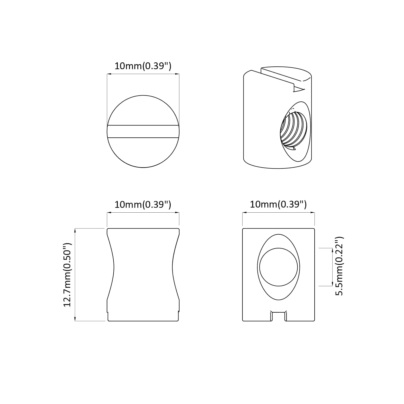 Bačvaste matice 2 pcs Srebrno M6 x 12 mm Metal