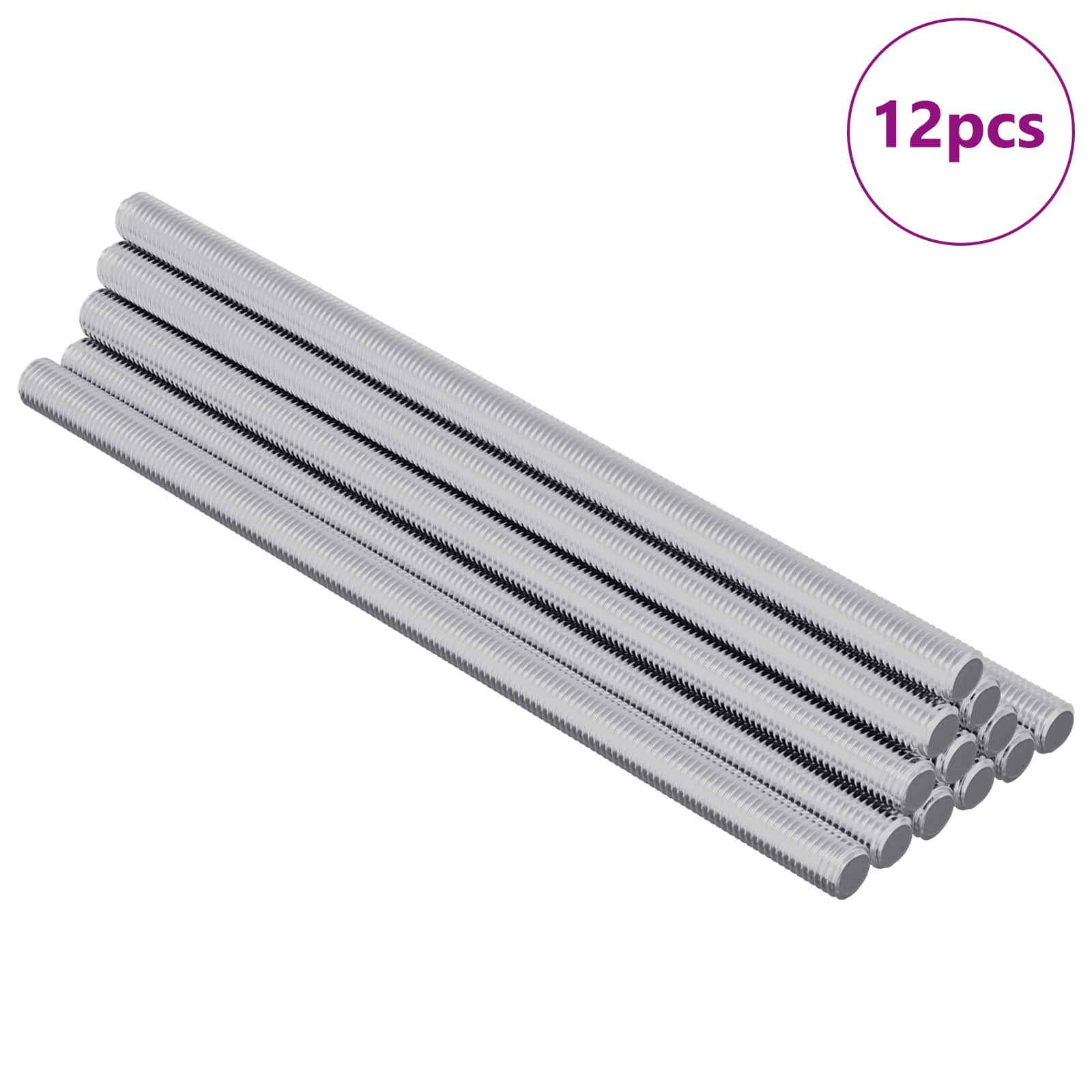 Navojni štapovi 12 pcs Srebrno M6 x 120 mm Metal