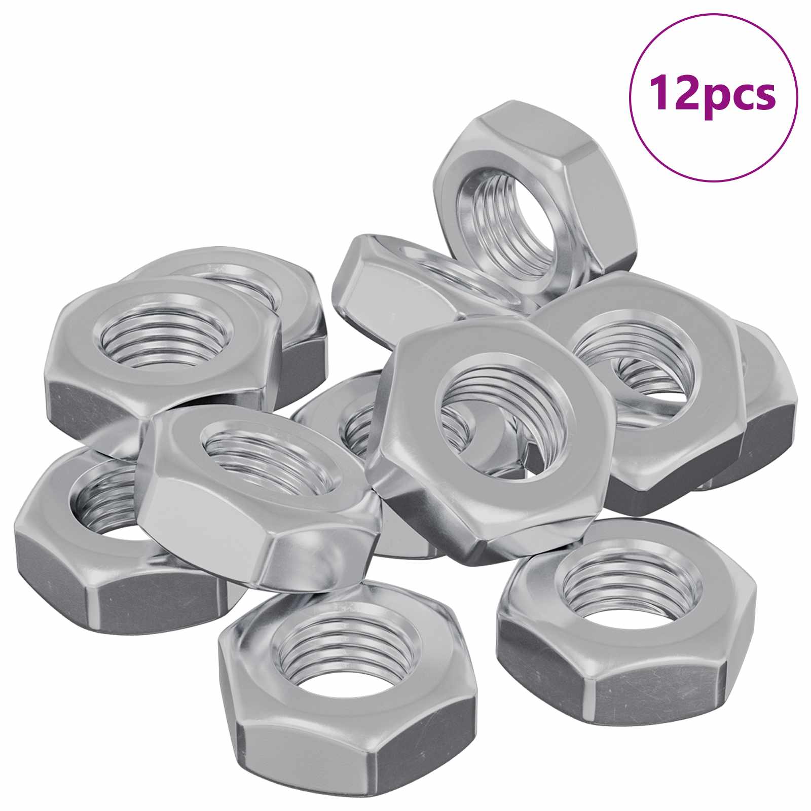 Šesterokutna matica 12 pcs Srebrno m8 Metal