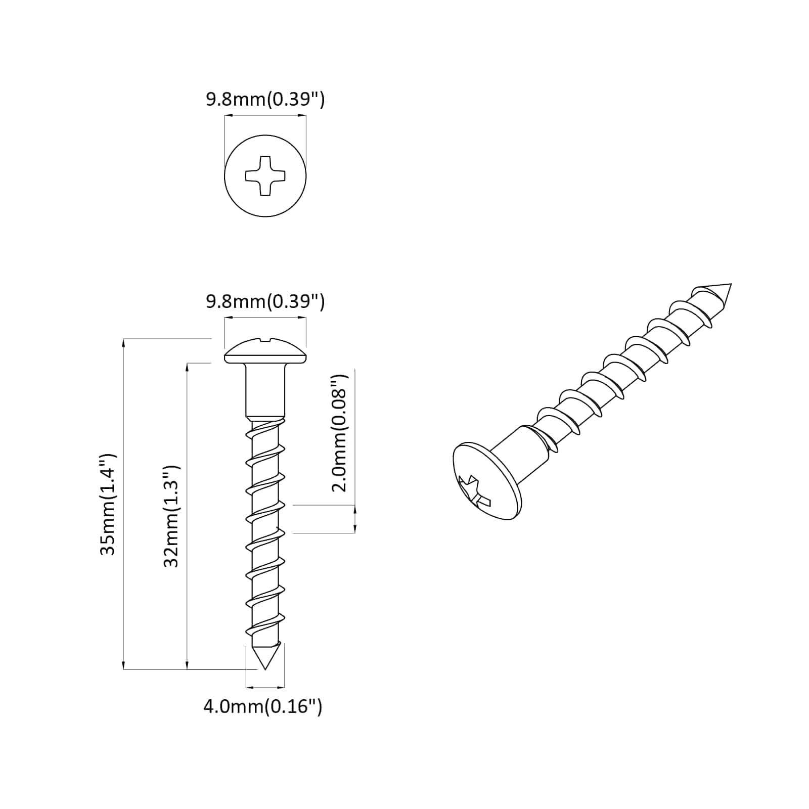 Vijak 7792 pcs Srebrno 9,8 x 35 mm Željezo