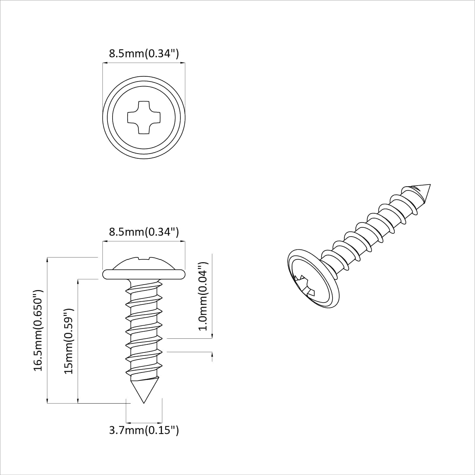 Vijak 13636 pcs Srebrno M4 x 16 mm Čelik