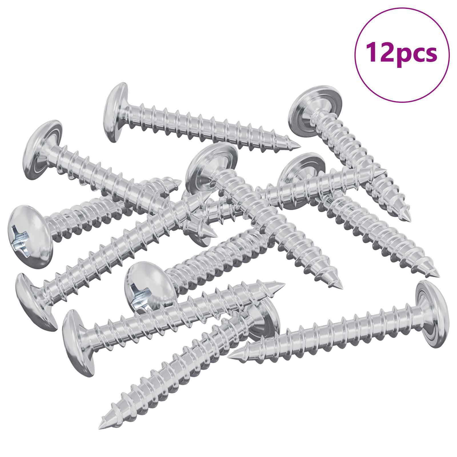 Drvene vijake 12 pcs Srebrno M4 x 25 mm Čelik