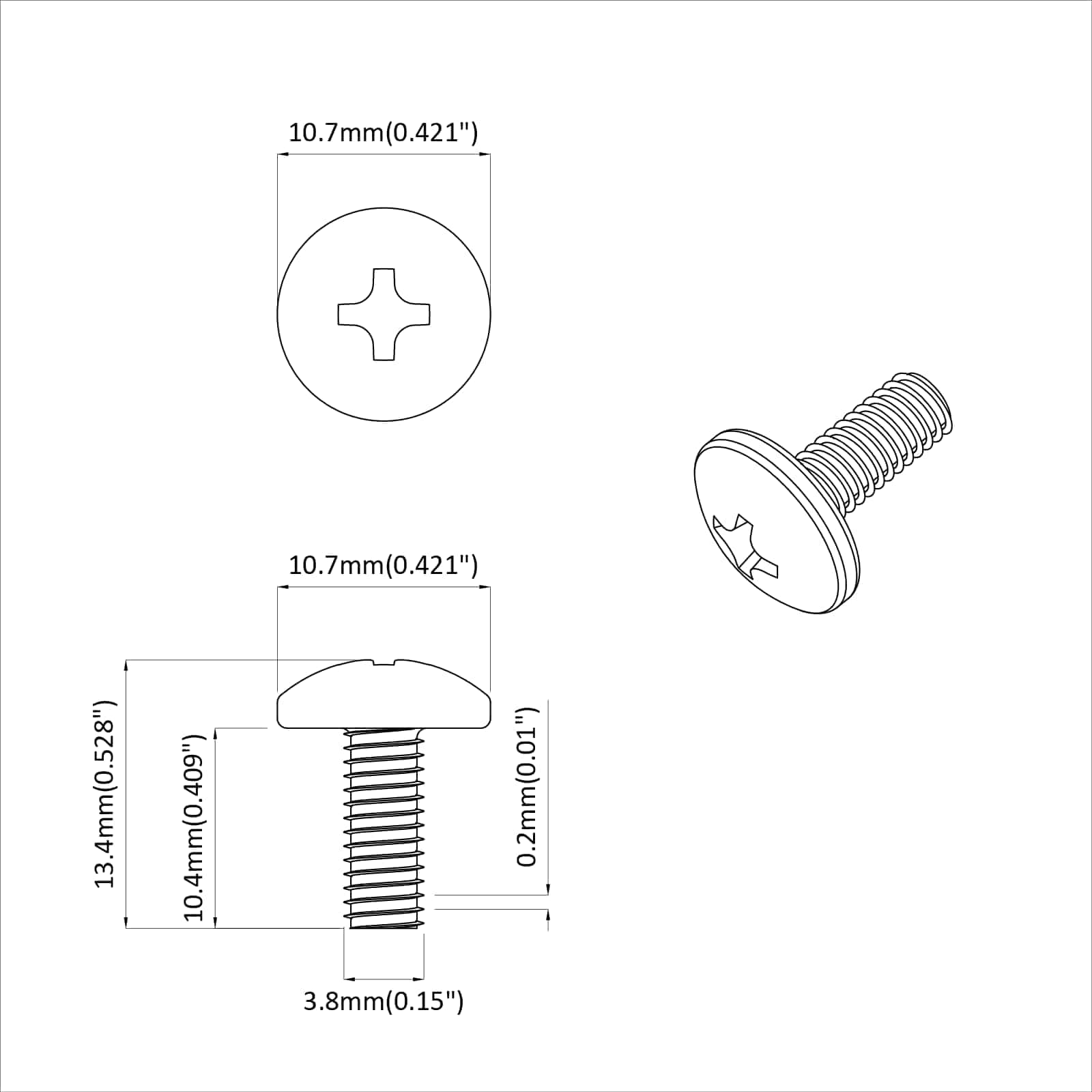 Vijci s rukavcem 12 pcs Crna M4 x 10 mm Željezo