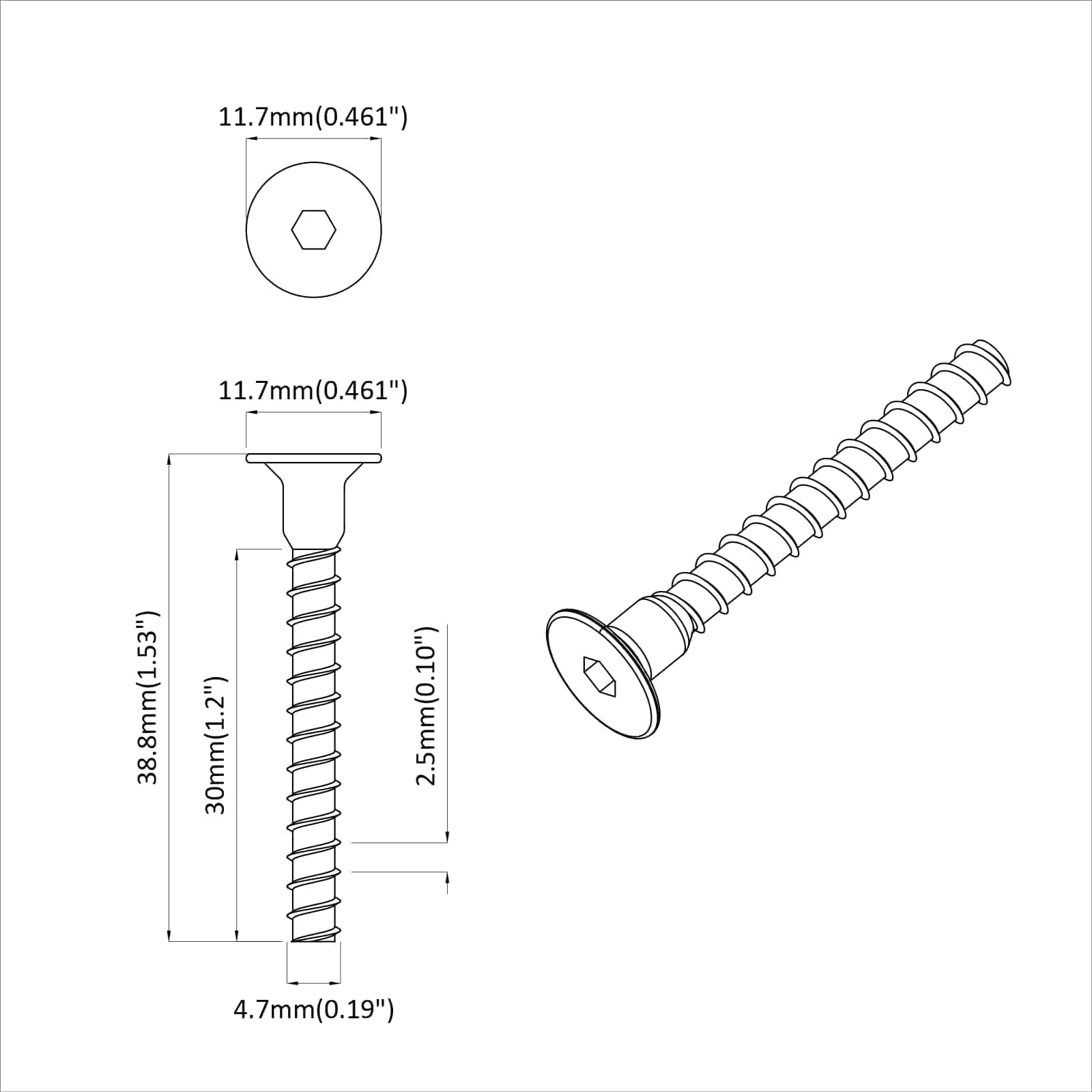 Šestarasti vijak s čepom 12 pcs Crna M5 x 40 mm Željezo