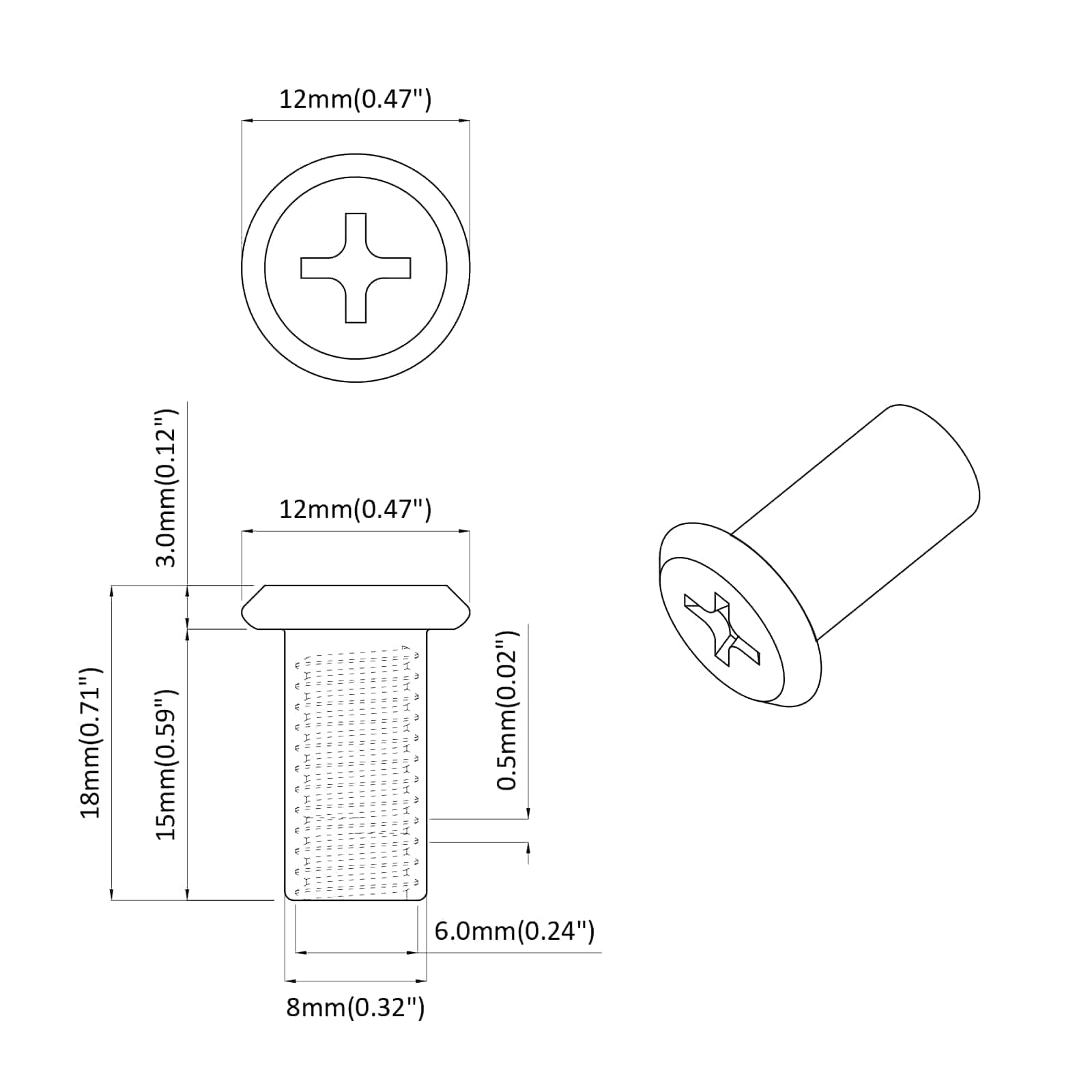 Sigurnosna matica 2 pcs Srebrno M6 x 15 mm Čelik