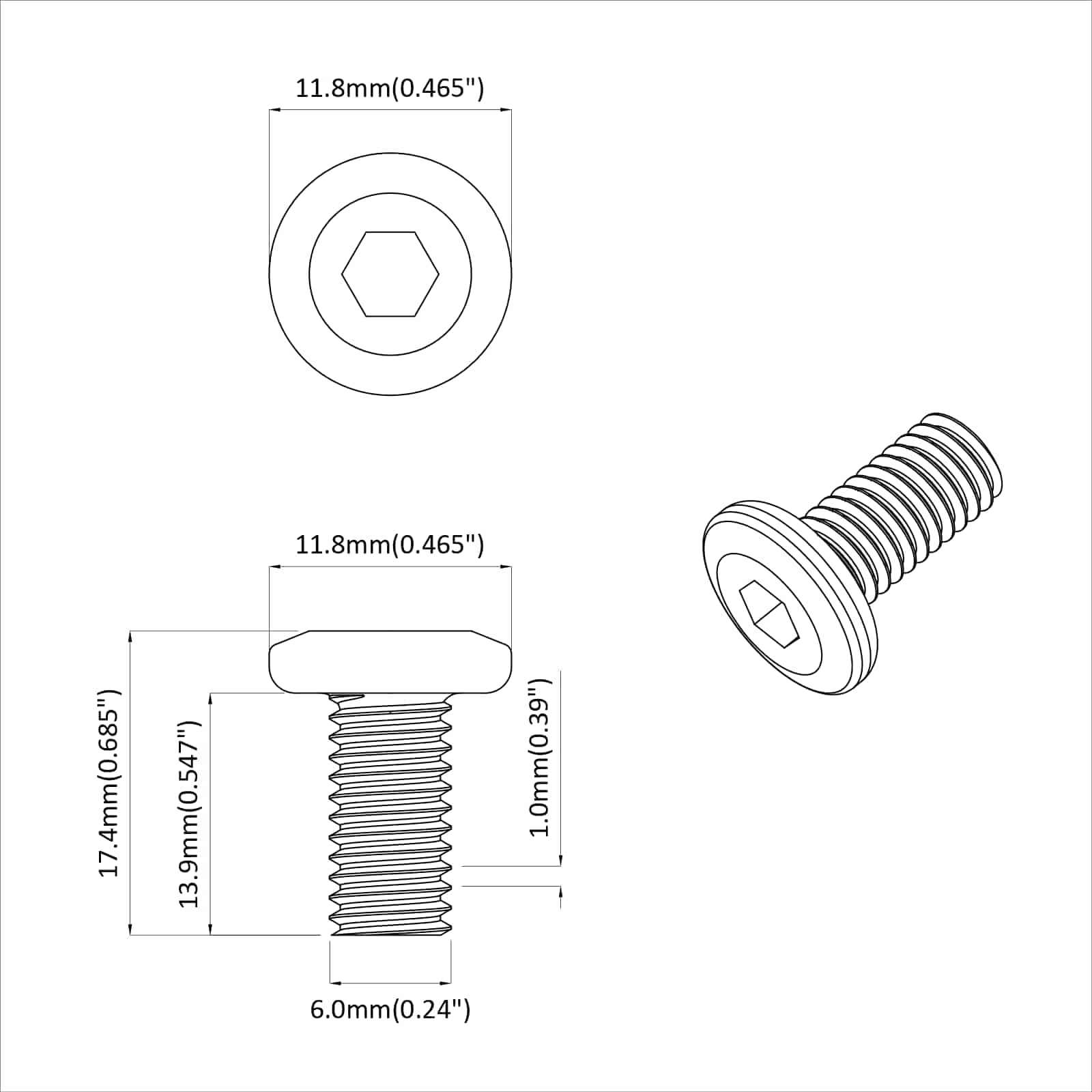 Vijak s plastičnom glavom 2 pcs Srebrno M6 x 15 mm Čelik