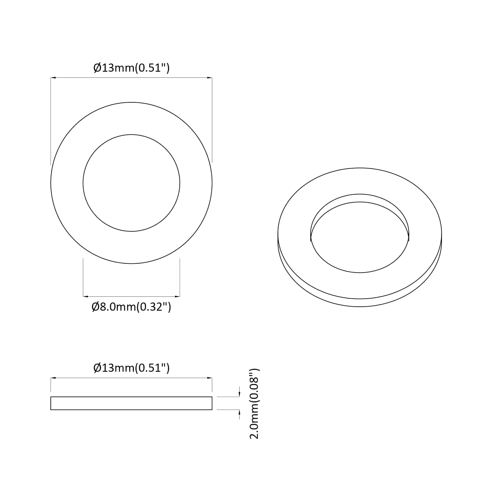 Užičasti zamašnjak 12 pcs Bijelo 13 x 1 mm Željezo