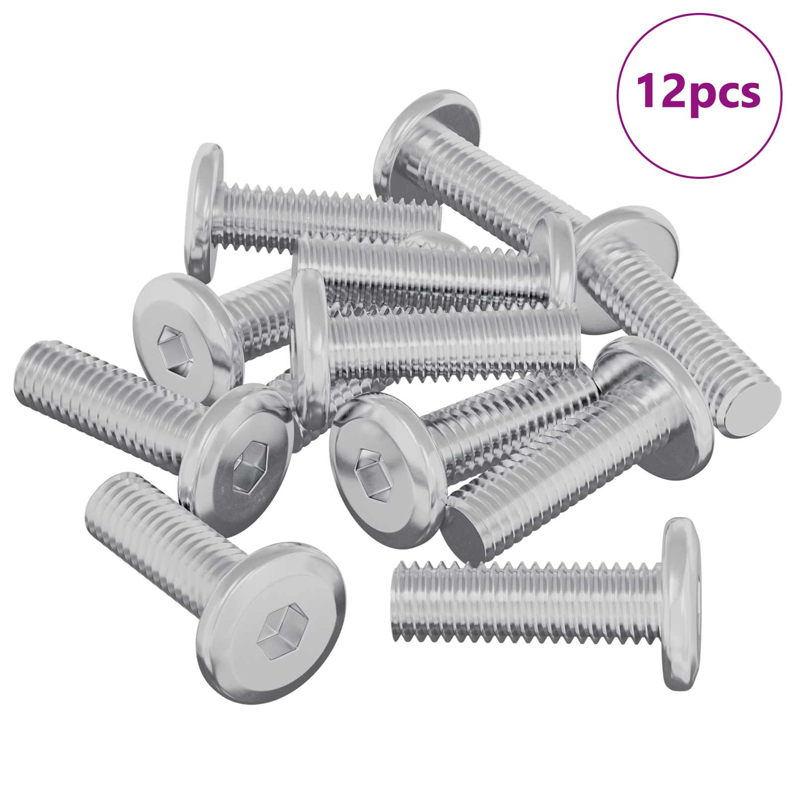 Vijak 12 pcs Srebrno 8 x 25 mm Čelik