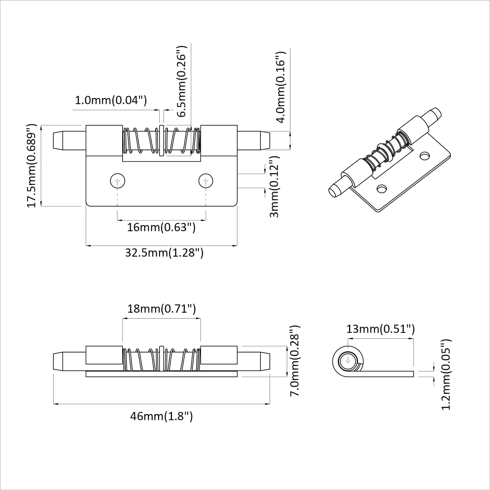 Zasun 2 pcs Srebrno 46 x 17 x 1,2 mm Čelik