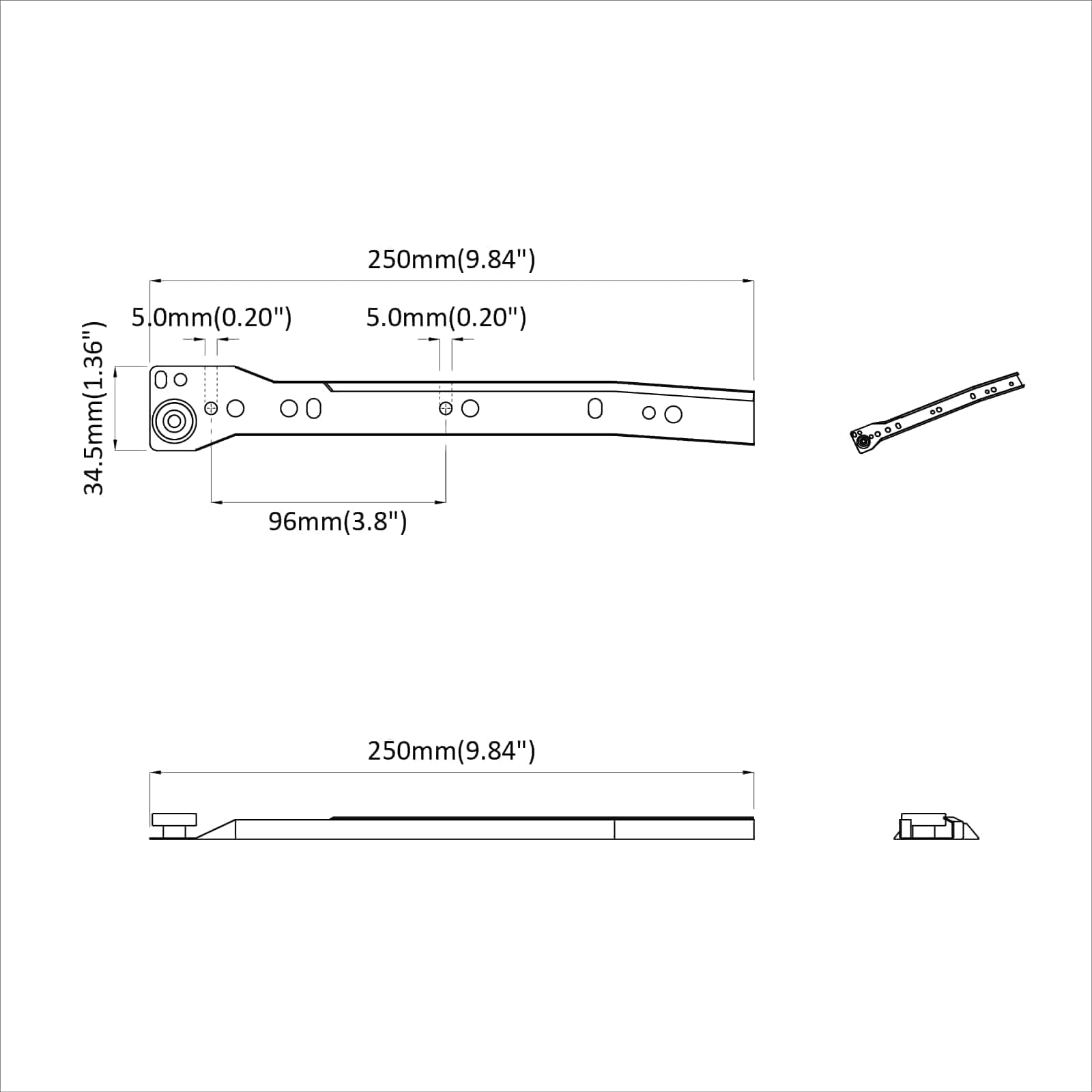 Klizač za ladice 12 pcs Bijelo 250 mm Čelik