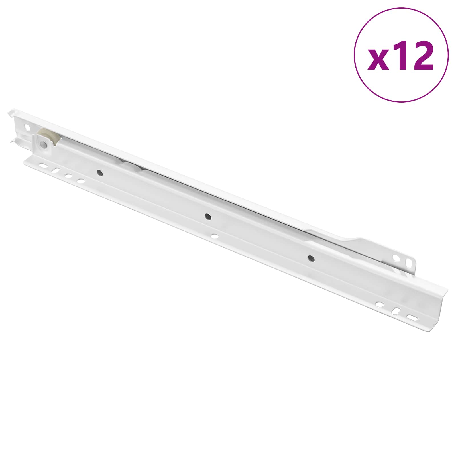 Klizač za ladice 12 pcs Bijelo 300 mm Čelik