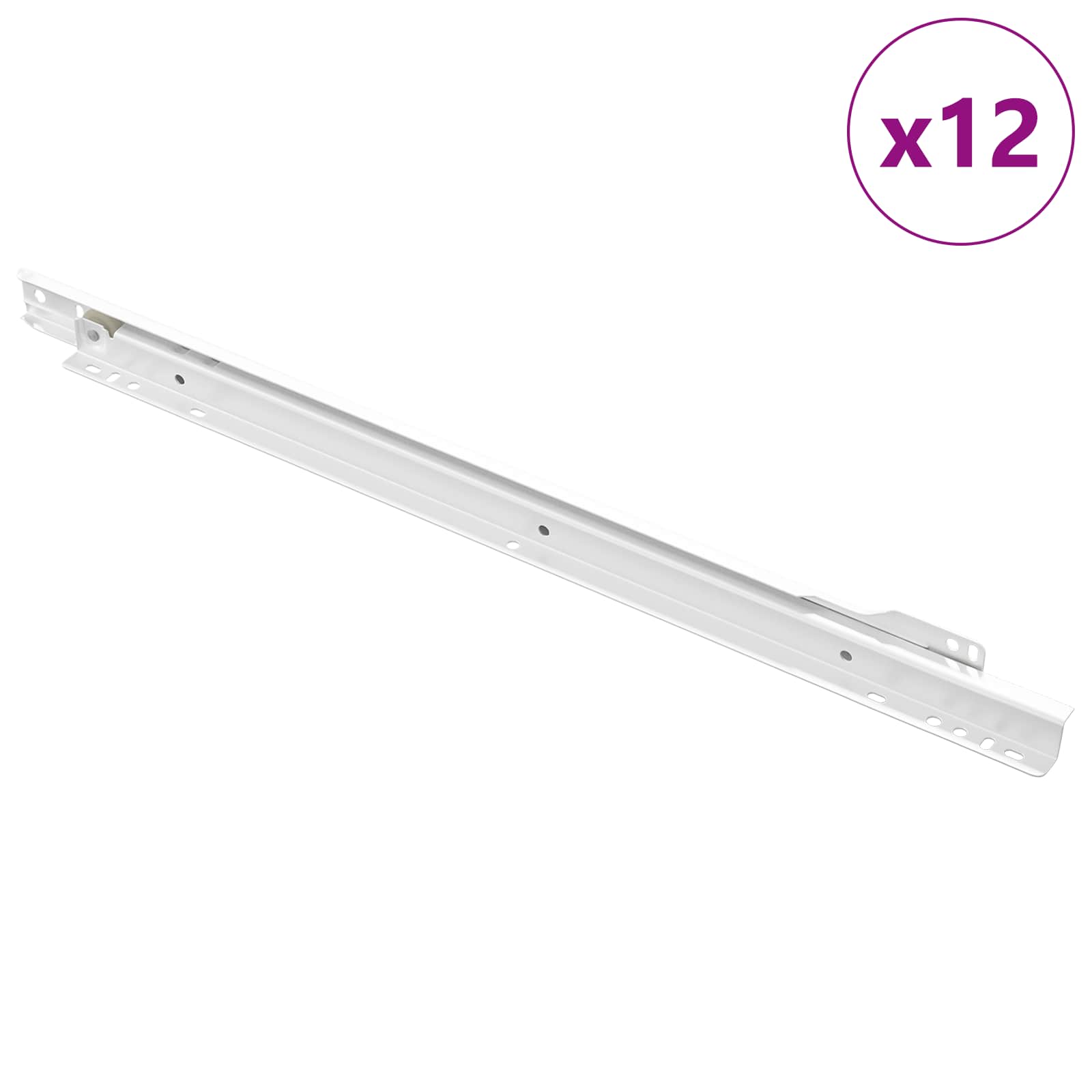 Klizač za ladice 12 pcs Bijelo 450 mm Čelik