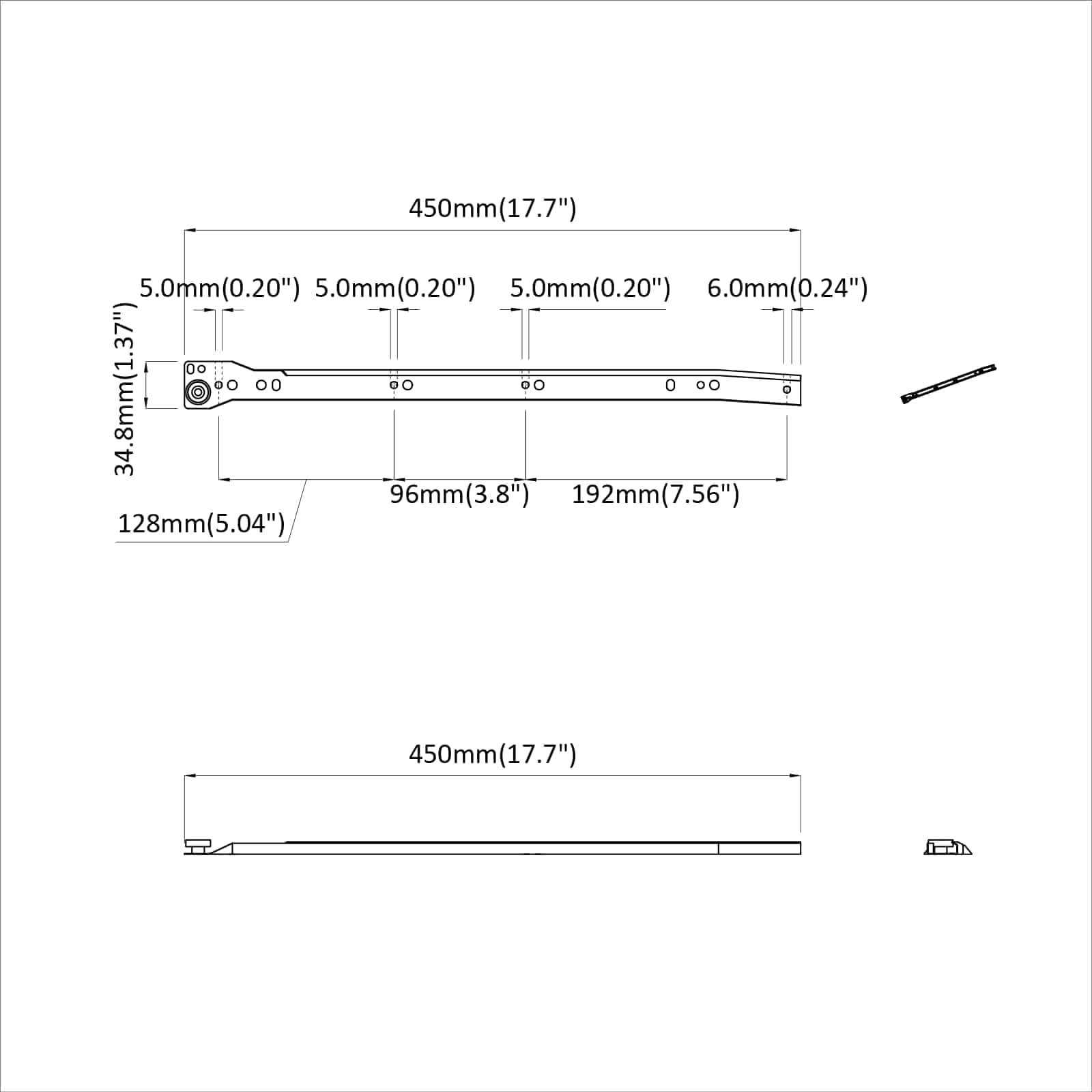 Klizač za ladice 12 pcs Bijelo 450 mm Čelik