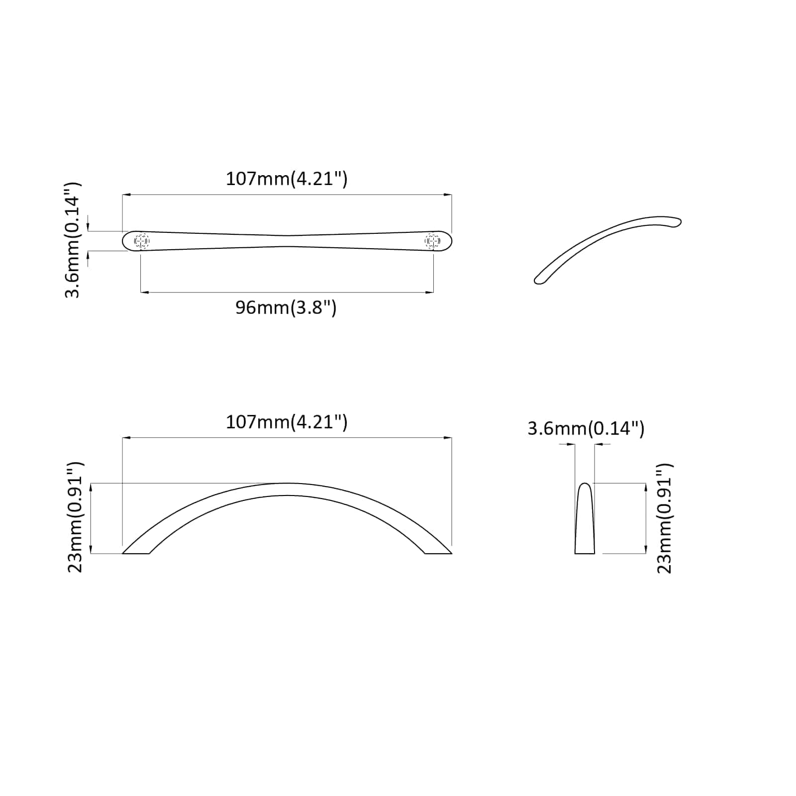 Drška 1385 pcs Srebrno 107 x 3.6 x 23 mm Nehrđajući čelik