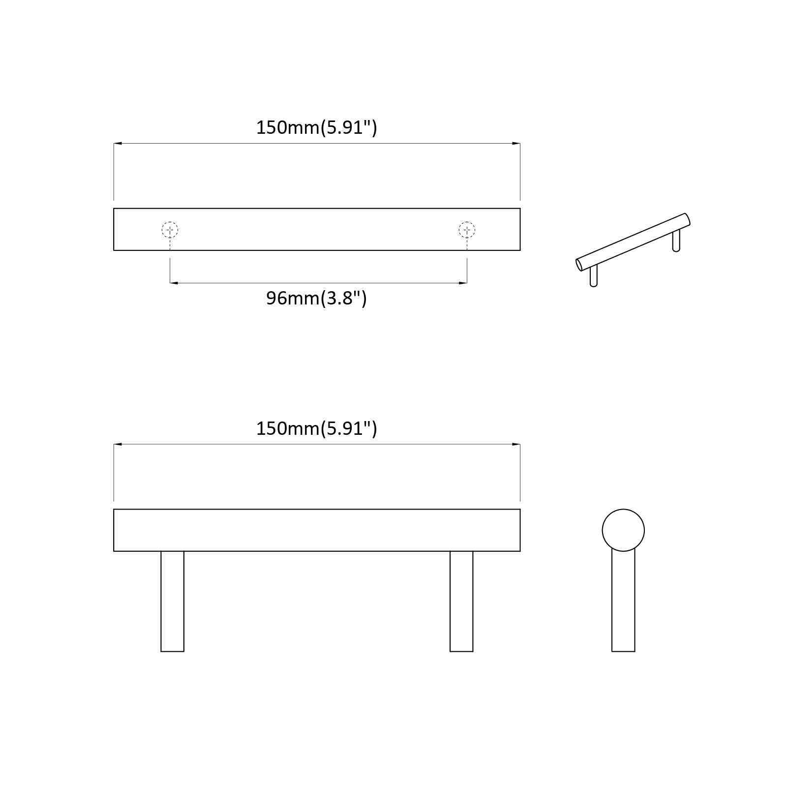 Drška za ormar 2 pcs Zlatno 150 mm Nehrđajući čelik