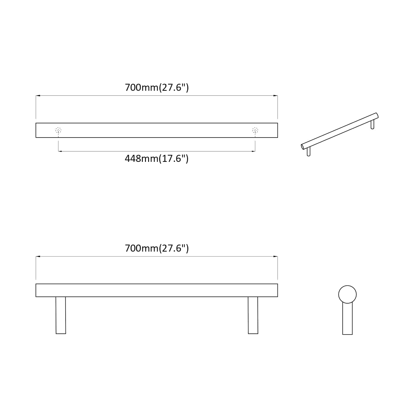 Drška za ormar 12 pcs Srebrno 700mm Nehrđajući čelik