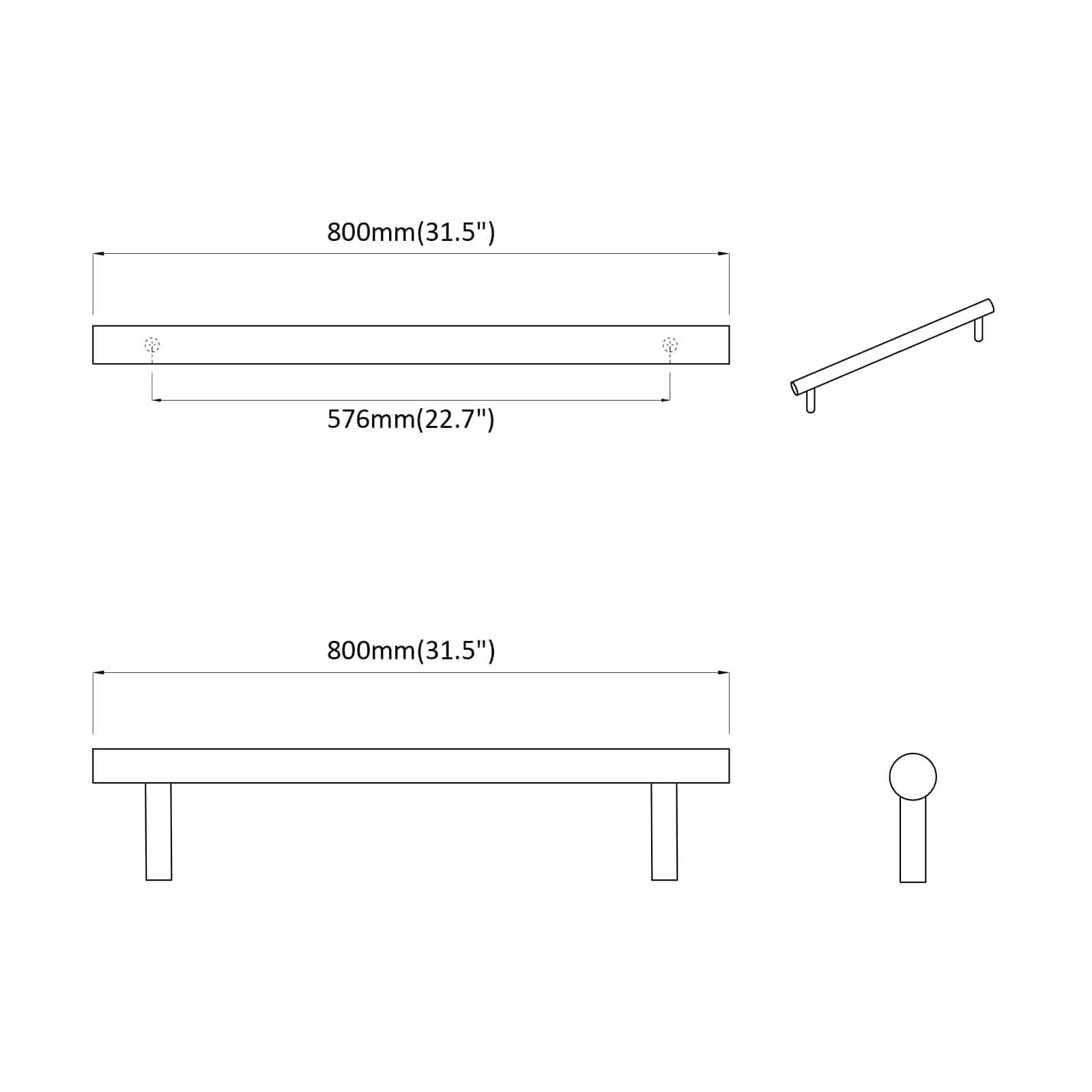 Drška za ormar 2 pcs Srebrno 800 mm Nehrđajući čelik