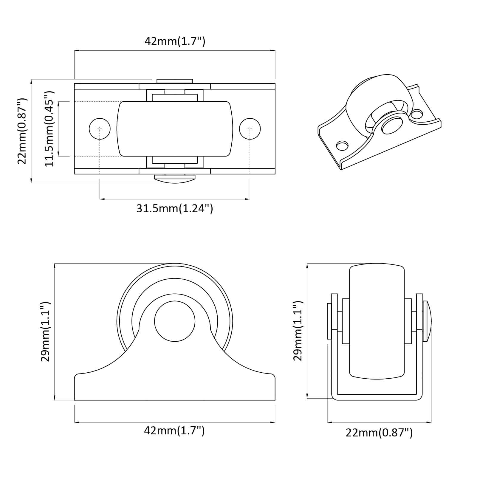 Kaster 12 pcs Bijelo 42 x 11,5 x 29 mm Željezo